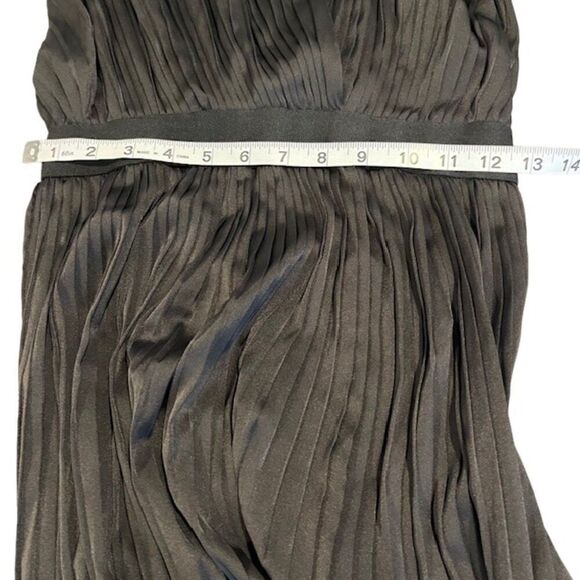 TOME Black Satin Cross Front Pleated Dress Elastic Stretch Waist Open Back Small - Picture 13 of 15